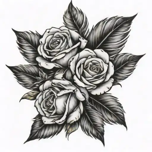 Feather And Rose Intertwined