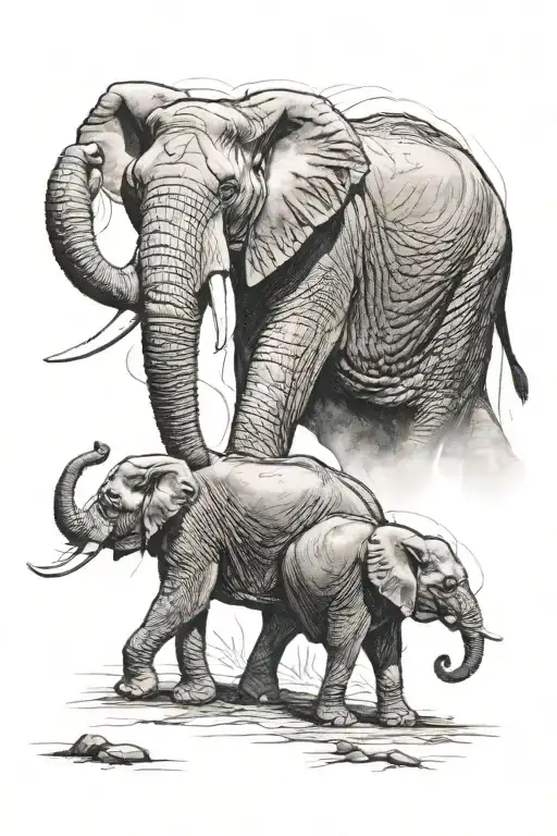 Two African Elephants Walking Togther