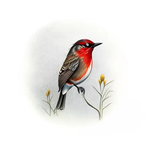 Red Robin Holding A Paintbrush In Beak