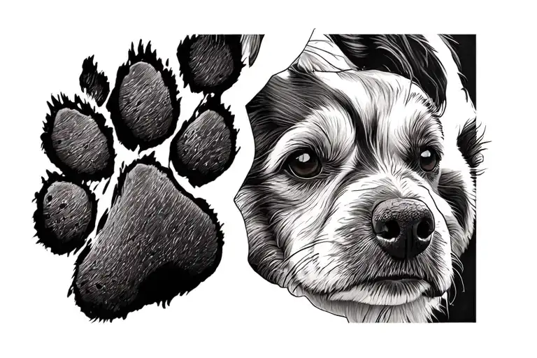 Dog Paw Print With Face