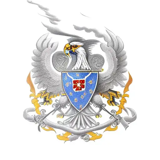 Serbian Orthodox Double Headed Eagle In Battle