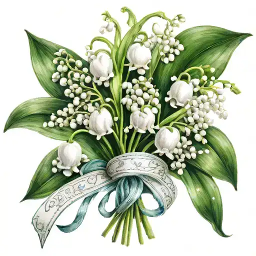 Lily Of The Valley Bouquet With Ribbon Tied