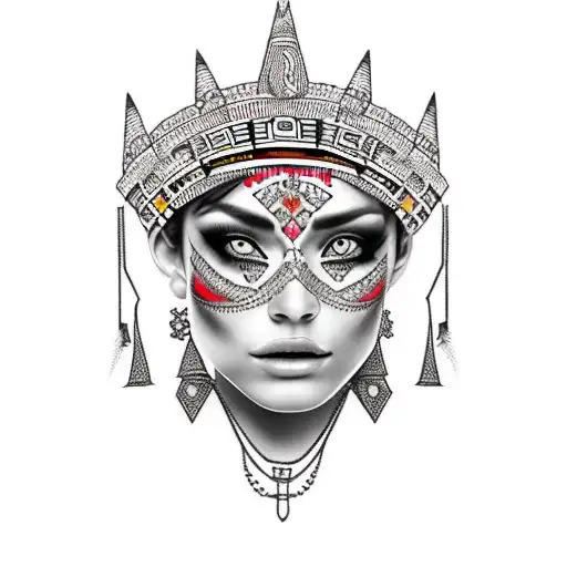 Aztec Princess With And Pyramid