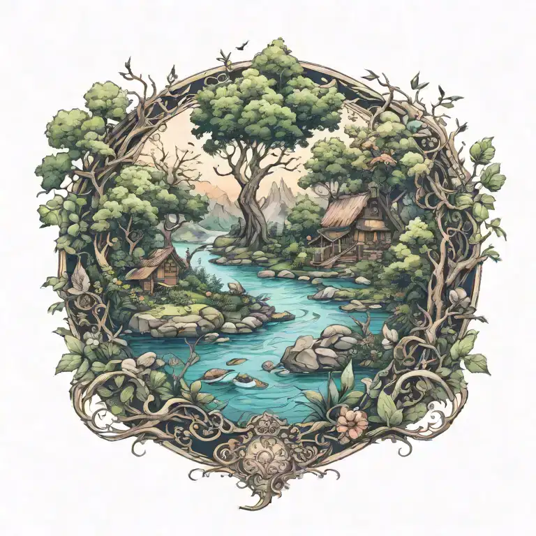 A Fantasy Scene Incorporating Nature