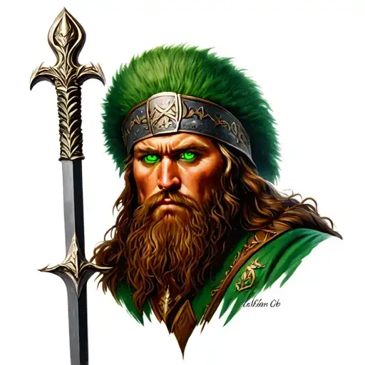 Irish Warrior Chieftain Portrait With Green Eyes