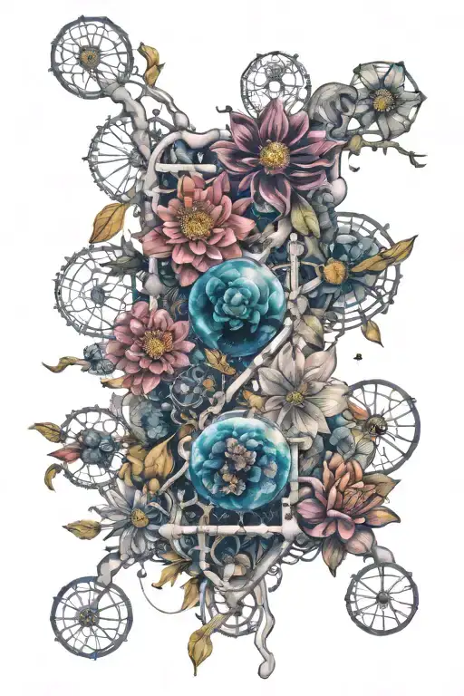 Space Dna Strands Made Entirely Of Flowers