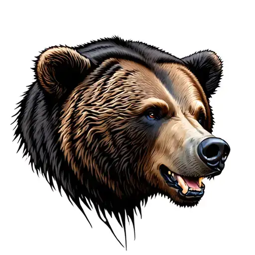 Bear Heading Turning To Fierce Bear Head