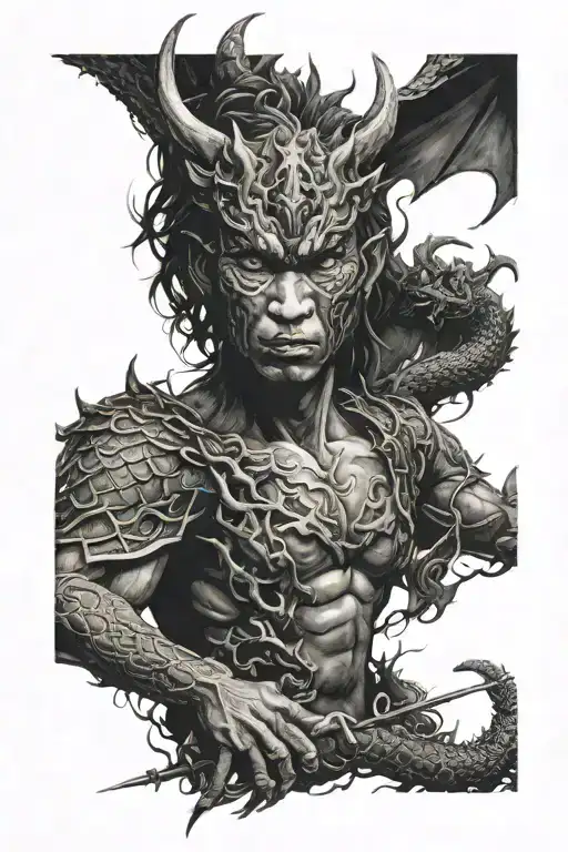 Dragon Samarai Face Surrounded