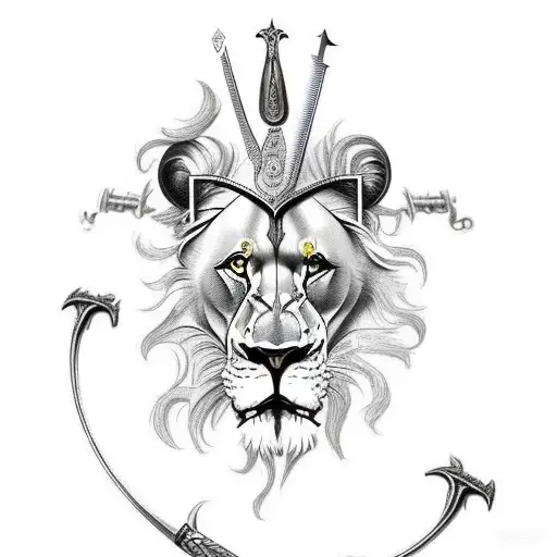 Lion Skull With A Sword Going Through