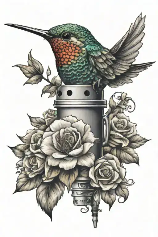 Microphone With Flowers And Humming Bird Flying