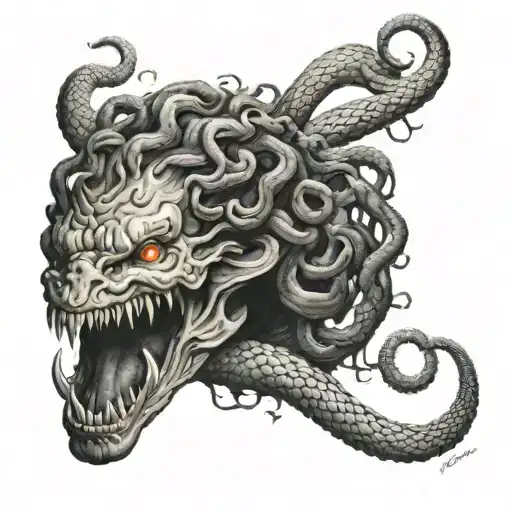 A Medusa Snake Head Tattoo With A Dark And Eerie Twist Inspired By Horror Movies