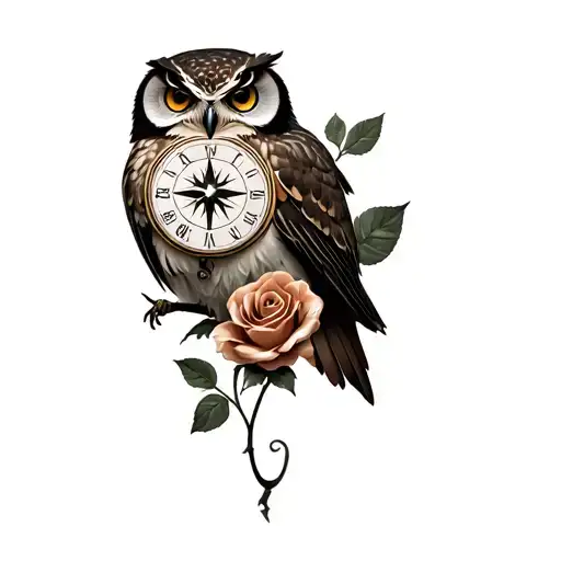 Owl 1 Compass 1 Clock 2 Roses Intertwined