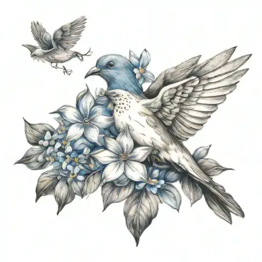Forget Me Not Flower And Dove