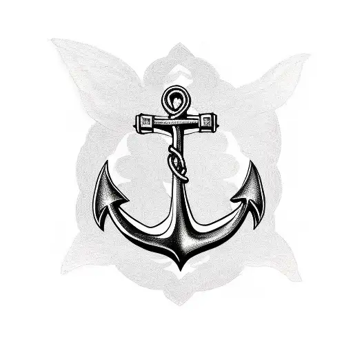 Anchor With Rope And Butterfly