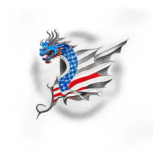 Dragon With American Flag Colors