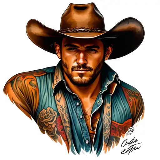 Cowboy Wearing Bande