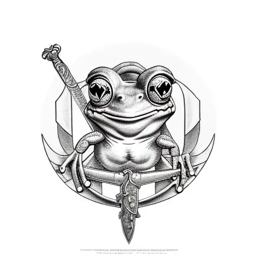 Frog Holding Sword And Shield