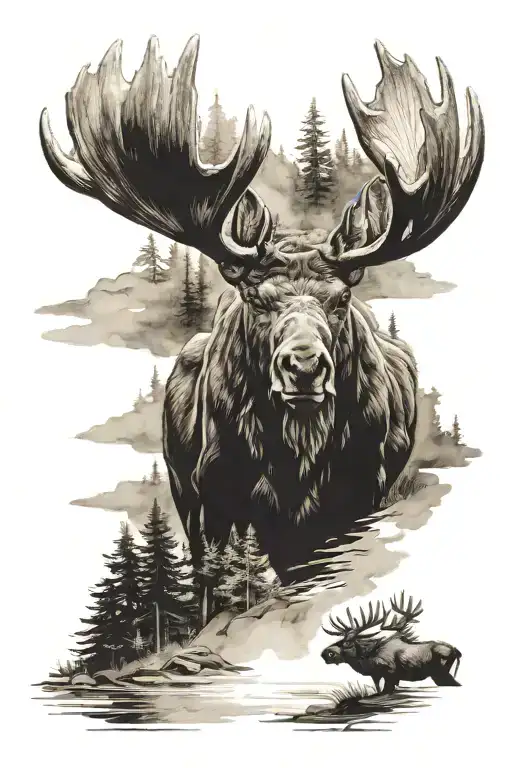 Moose Hunting Scene