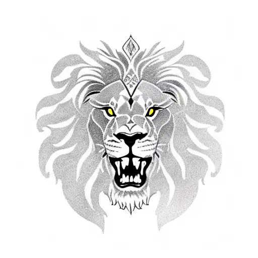 Lion With Mane Turning Into Wing Of Eagle