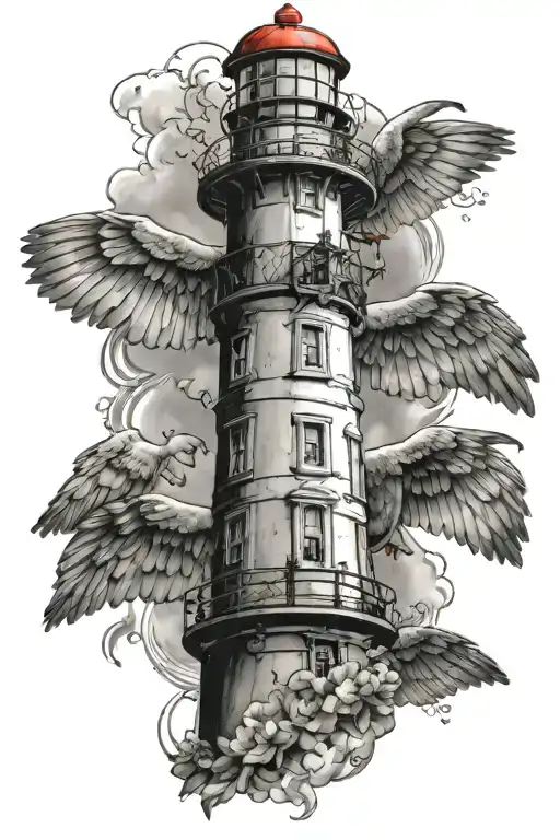 Lighthouse Wings Wrapped Arms Around Herself
