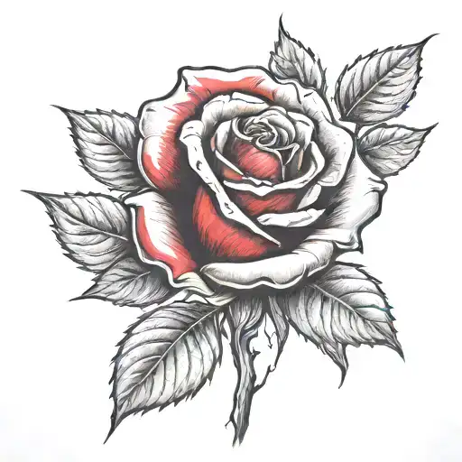 Red Rose Growing Inside