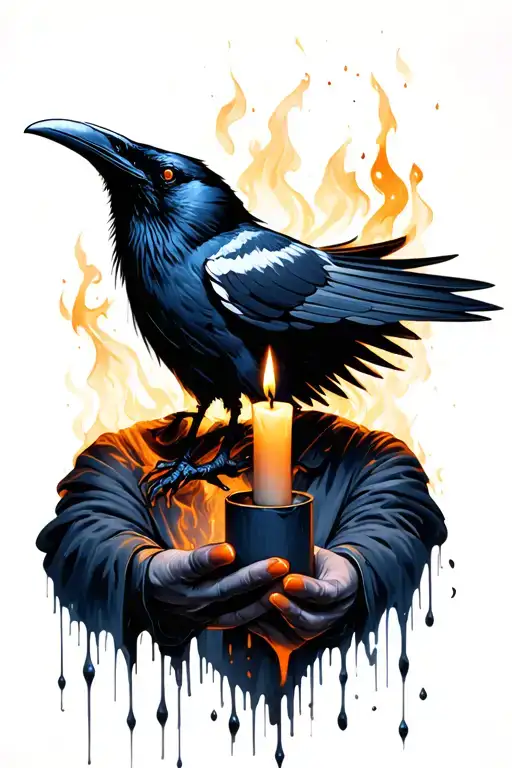 Raven Holding A Candle Melting