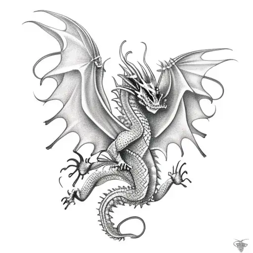 Dragon Wrapped Around Butterflies