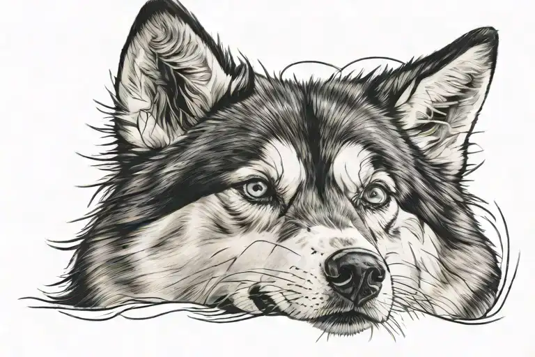 Husky Face Tattoo Realist