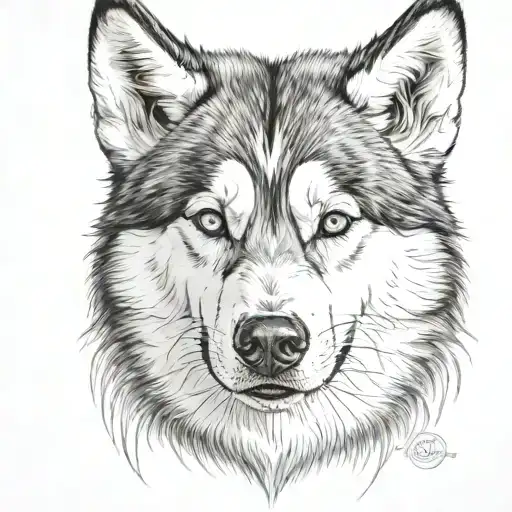Head Husky Tattoo From The Front View