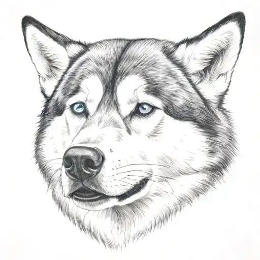 Husky Head Tattoo From The Front View