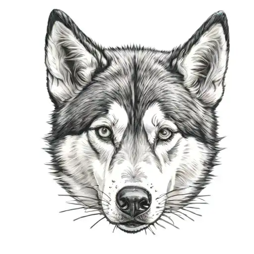 Husky Head Tattoo From The Front View