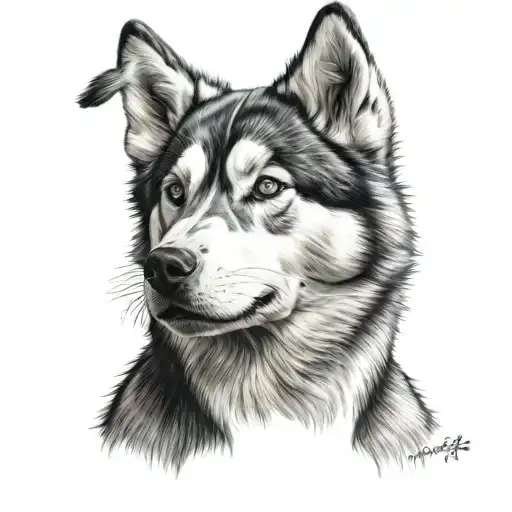Husky Face Tattoo From The Front View