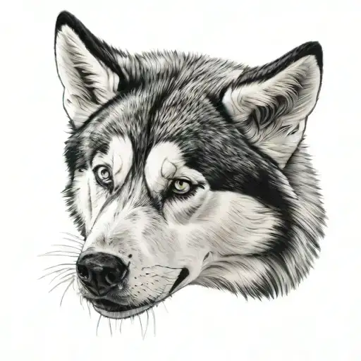 Husky Head Tattoo Face From Front