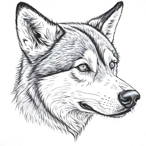 Husky Head Tattoo From The Front