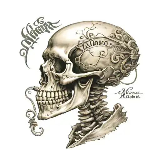 Human Skeleton With Inscription Memento Mori Memento Vivere