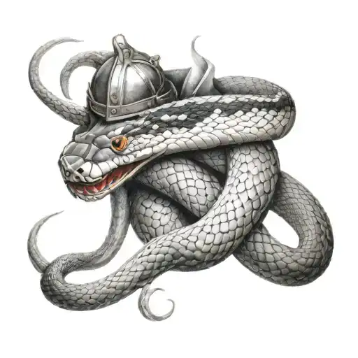 A Snake Entwining The Knight
