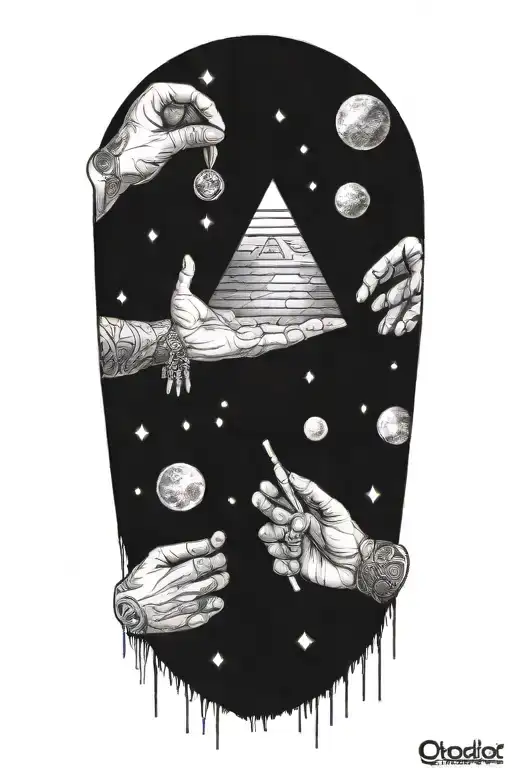 Creation Of Adam Hands Chakras Pyramid