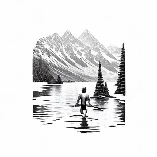 Swimmer Bicycle Runner Lake Mountain Road