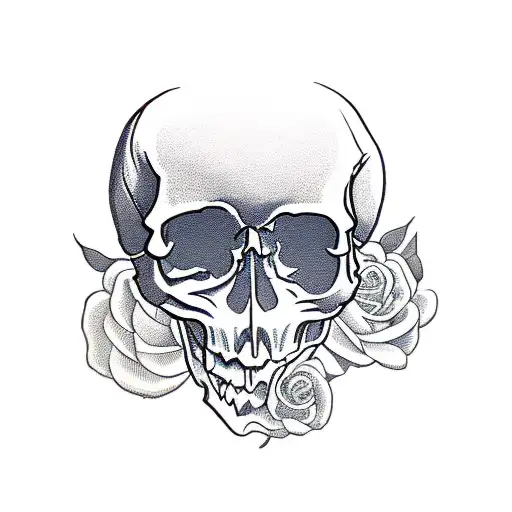 Skull And Roses And Clock