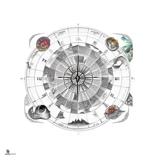 Zodiac Chart With Map Inside