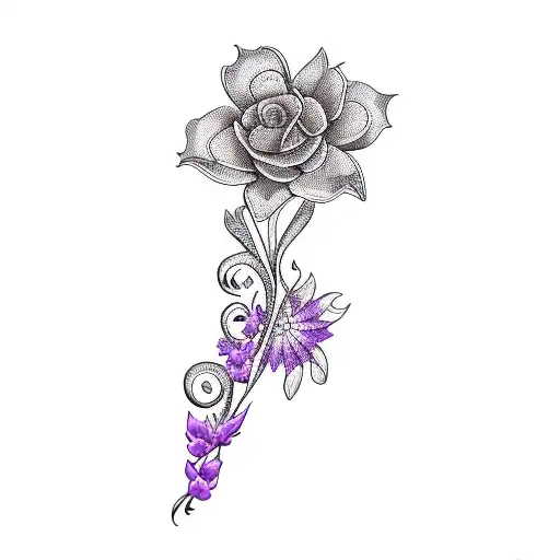 A Purple Flower On A Black Background