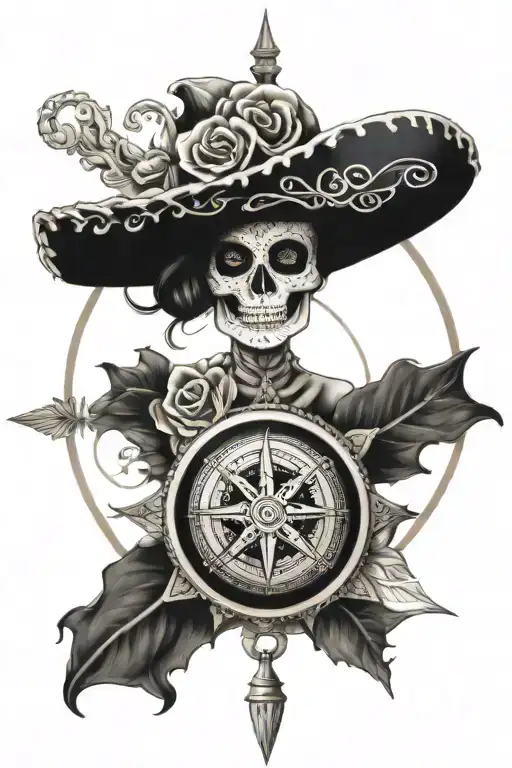 Day Of The Dead And Nautical Compass