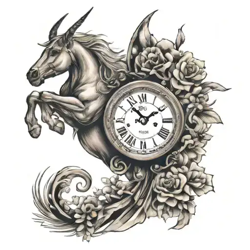 Sagittarius Sodiacsign And Clock