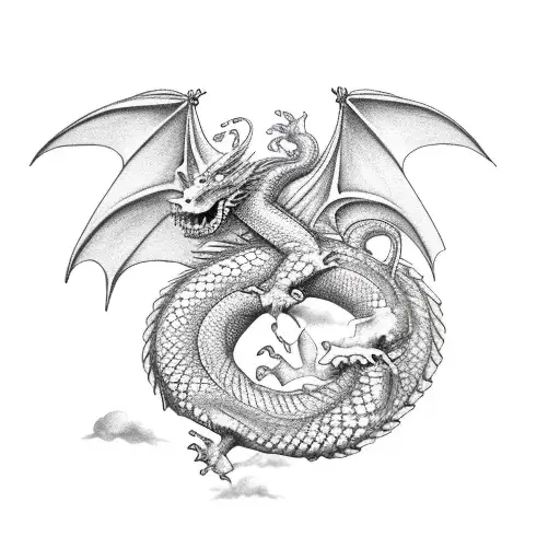 Dragon Flying Above City