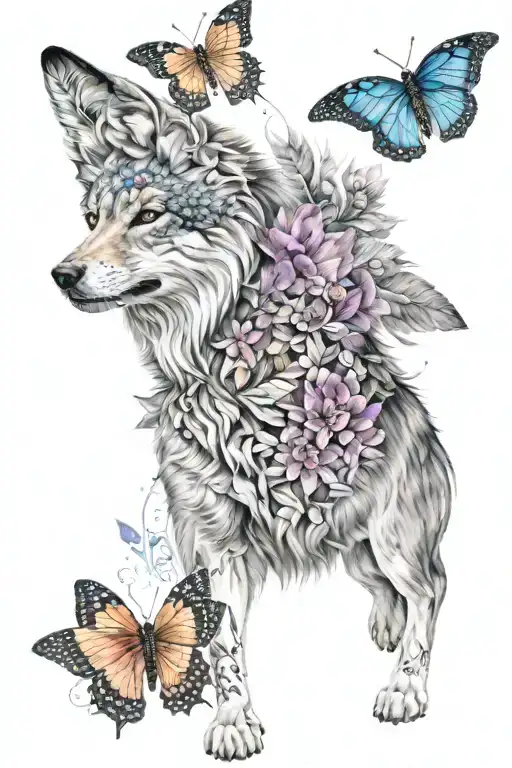 Lupus Wolf Butterfly Watercolor Art
