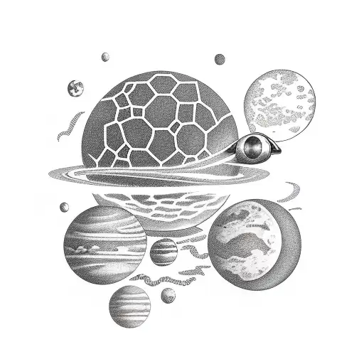 Astronaut Floating Among Planets