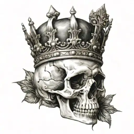 A Human Skull With A Crown