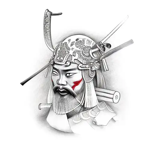 A Psychological Concept Represented By A Realistic Japanese Samurai Warrior