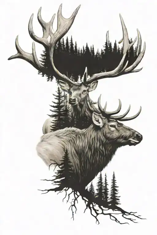 Elk In The Forest Calling