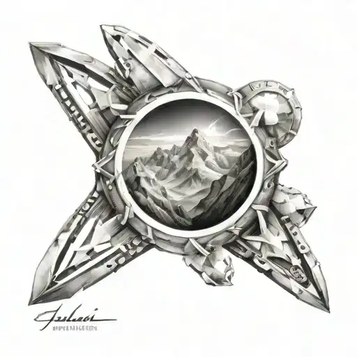 Halo Ring Array With Mountains And Space